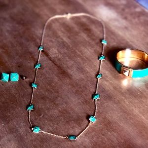Kate Spade Green and Gold Stud Jewelry Set